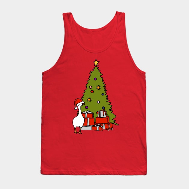 Goose with Stolen Santa Hat by Christmas Tree Tank Top by ellenhenryart